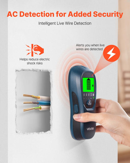 Stud Finder Wall Scanner, 5 in 1, Electronic Wall Stud Detector with Smart Sensor, High-Definition LCD Display and Audio Alarm, for the Center and Edge of Metal, AC Wire, Joists, Pipes, Blue