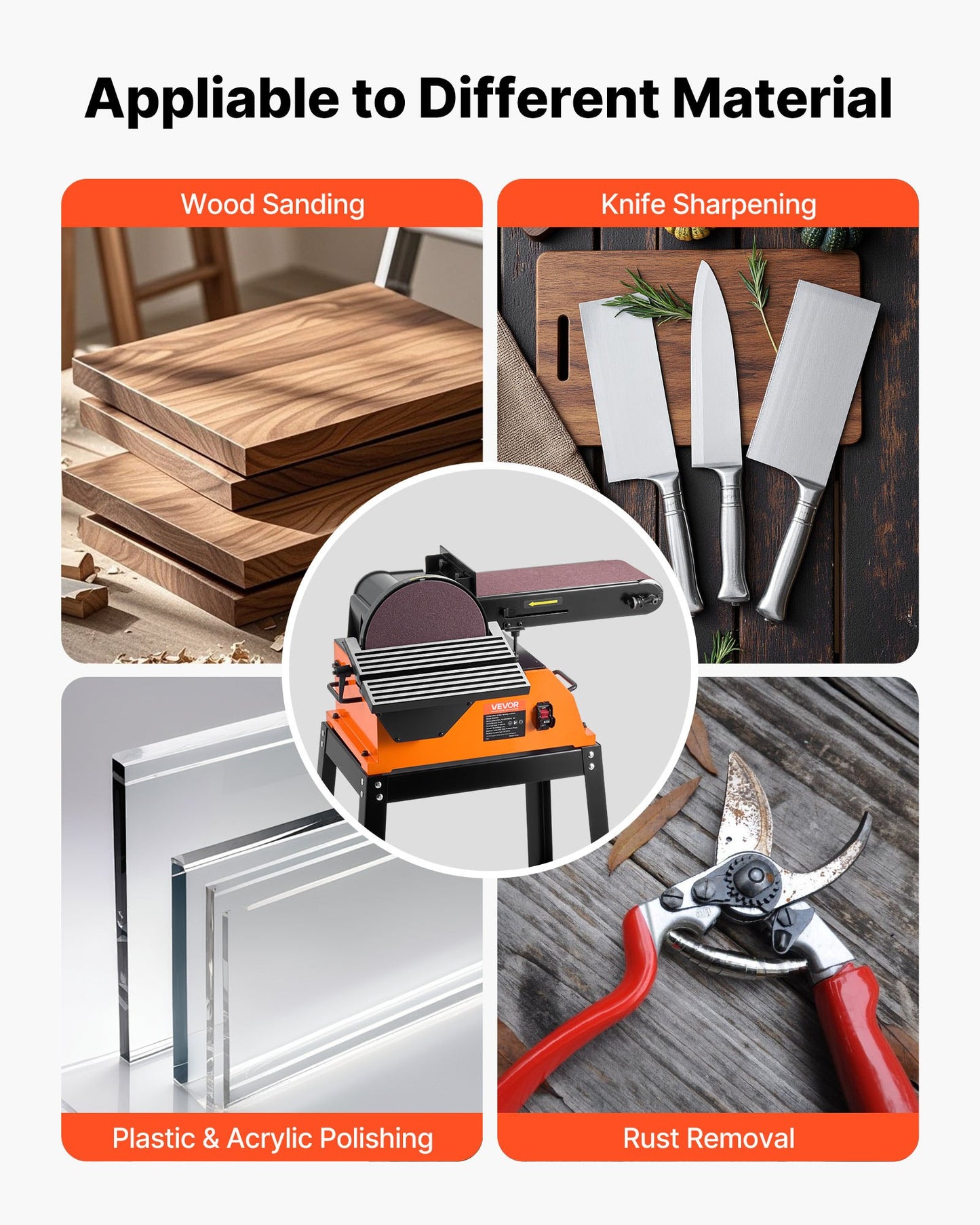 Professional Belt Sander with Stand, 9" Disc & 6" x 48" Belt Sander Combo, 800W Sanding Machine with 0 - 45° Adjustable Worktable for Woodworking, Furniture Refinishing, Knife Sharpening