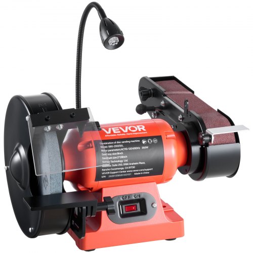 8" Bench Grinder & 2" x 28" Belt Sander Combo, 350W Professional Grinding Sanding Machine with LED Work Light & Protective Eye Shield for Metalworking, Woodworking, Knife Sharpening