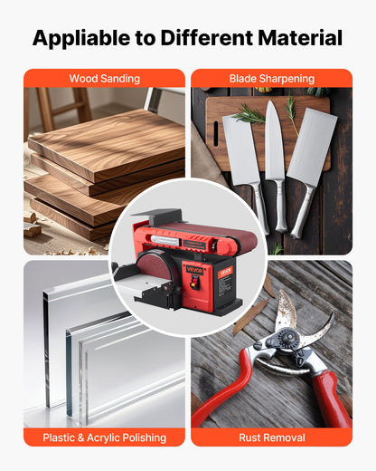 6" Disc Sander & 4" x 36" Belt Sander, 400W Professional Belt Disc Sanders Combo with 0 - 45° Adjustable Worktable & Dust Collection Port for Woodworking, Knife Sharpening, DIY Crafting