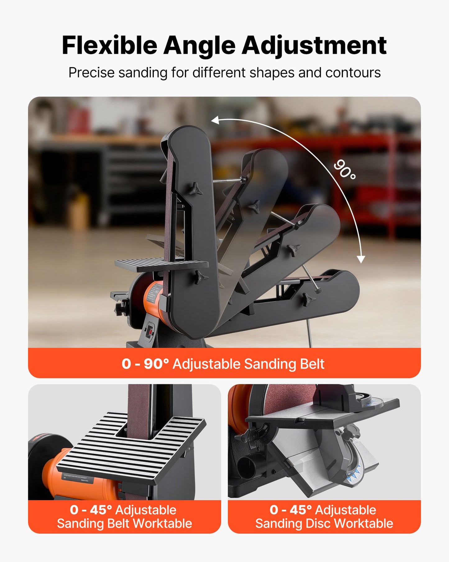 6" Disc Sander & 2" x 42" Belt Sander, 420W Professional Bench Belt Disc Sanders Combo with Multiple Angle Adjustments for DIY Woodworking, Furniture Refinishing, Knife Sharpening