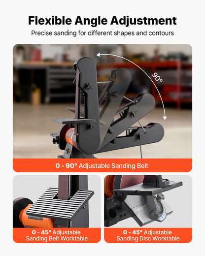 6" Disc Sander & 2" x 42" Belt Sander, 420W Professional Bench Belt Disc Sanders Combo with Multiple Angle Adjustments for DIY Woodworking, Furniture Refinishing, Knife Sharpening
