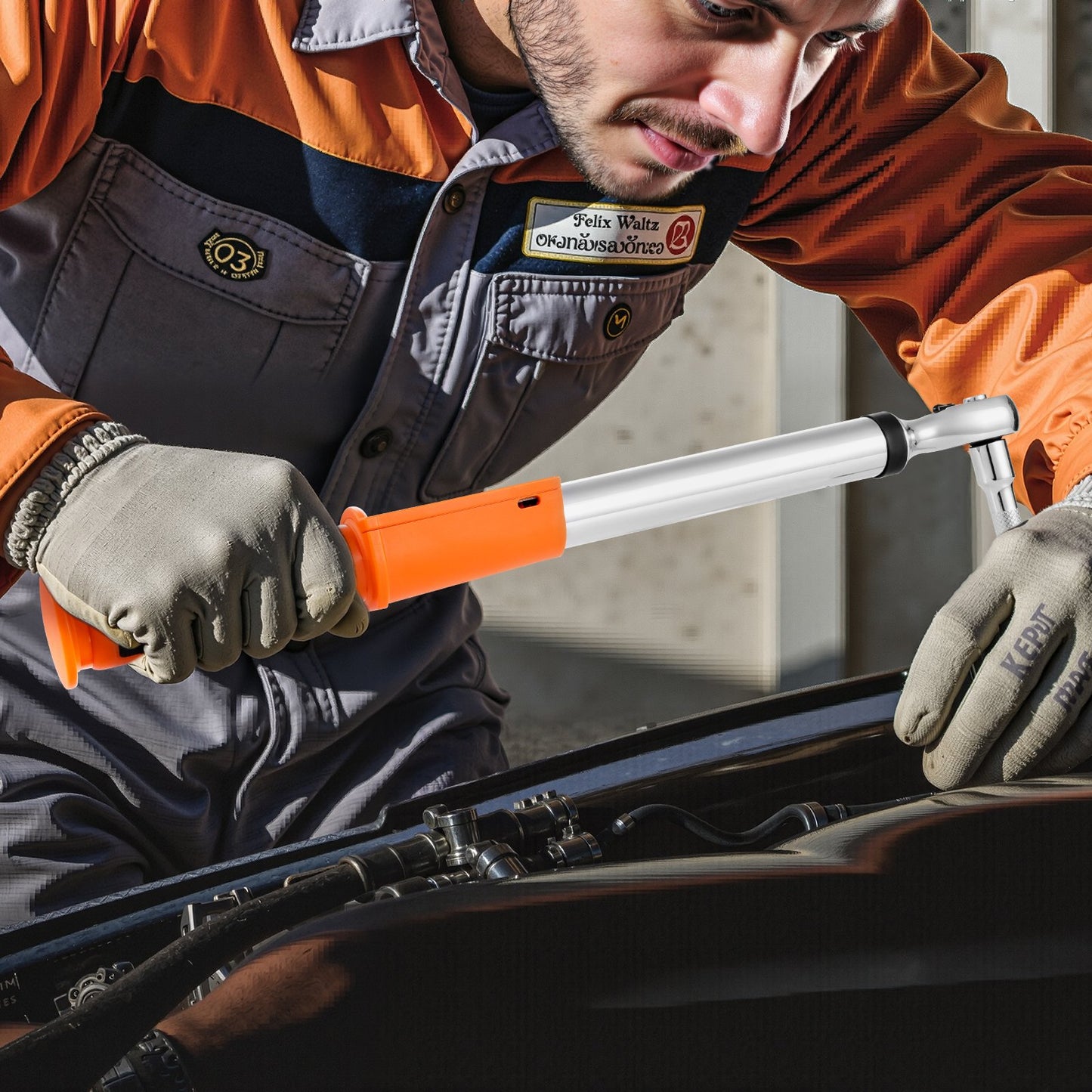 Digital Torque Wrench Set, 2 Pieces, 1/2, 3/8 Inch Drive, 72-Tooth, ±2% High Accuracy Electronic Torque Wrench with Preset Value, Buzzer and LED Notification, for Automotive Motorcycle