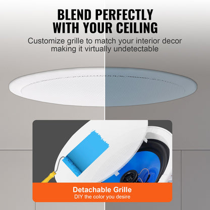 2PCs 8 Inch Ceiling Speakers 50 Watt Recessed Ceiling and Wall Speakers