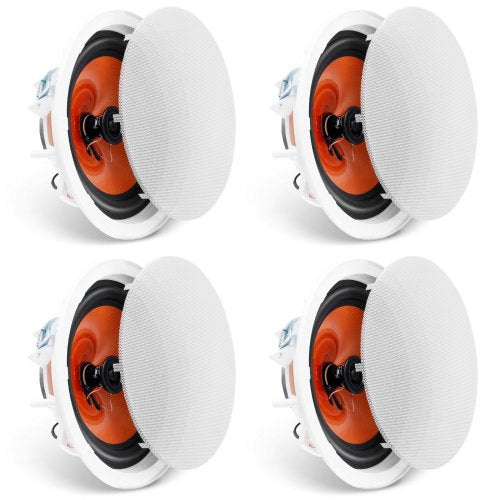 4 PCs 8 Inch in Ceiling Speakers, 100-Watts, Flush Mount Ceiling & in-Wall Speakers System with 8ΩImpedance 89dB Sensitivity, for Home Kitchen Living Room Bedroom or Covered Outdoor Porches