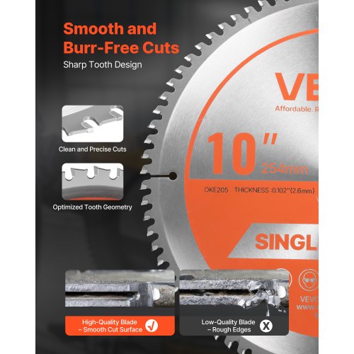 cirkelsågblad, 254 mm diameter, 80 vassa legeringständer, 15,875 mm spindel, fin yta, aluminiumskärblad för cirkelsåg, med ljudreducerande värmeventiler, för skärning av stål och metall |  EU