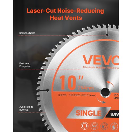 cirkelsågblad, 254 mm diameter, 80 vassa legeringständer, 15,875 mm spindel, fin yta, aluminiumskärblad för cirkelsåg, med ljudreducerande värmeventiler, för skärning av stål och metall |  EU