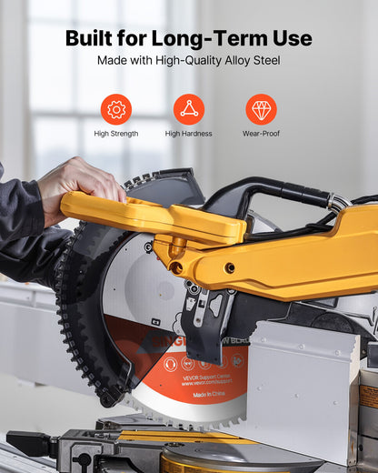 Circular Saw Blade, 14 inch Diameter, 72 Sharp Alloy Teeth, 1 inch Arbor, Fine Finish, Metal Cutting Blade for Circular Saw, with Noise-Reducing Heat Vents, for Cutting Steel and Aluminum