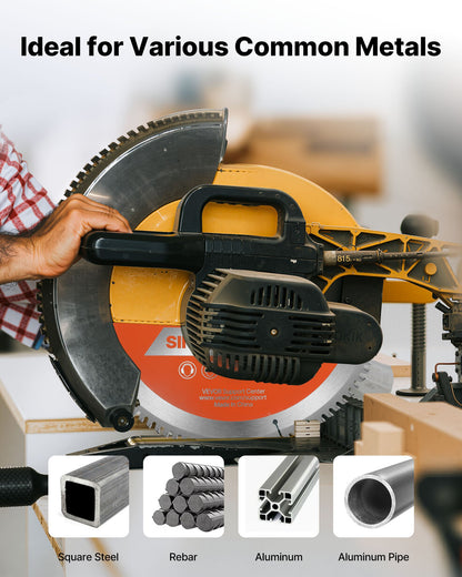 Circular Saw Blade, 14 inch Diameter, 66 Sharp Alloy Teeth, 1 inch Arbor, Fine Finish, Metal Cutting Blade for Circular Saw, with Noise-Reducing Heat Vents, for Cutting Steel and Aluminum