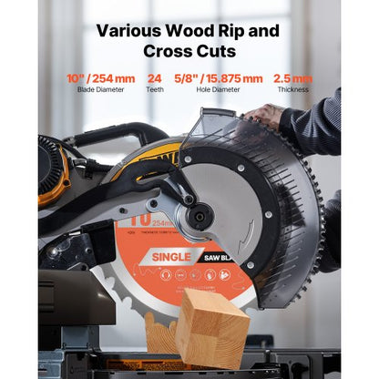 Cirkelsågblad, 254 mm diameter, 24 vassa legeringständer, 15,875 mm spindel, fin yta, Träsågblad för cirkelsåg, med ljudreducerande värmeventiler, för sågning av plywood, OSB, lövträ |  EU