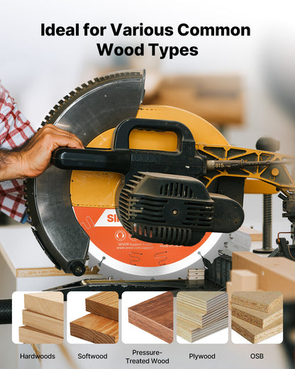 Circular Saw Blade, 10 inch Diameter, 50 Sharp Alloy Teeth, 5/8 inch Arbor, Fine Finish, Wood Cutting Blade for Circular Saw, with Noise-Reducing Heat Vents, for Cutting Plywood, OSB, Hardwood