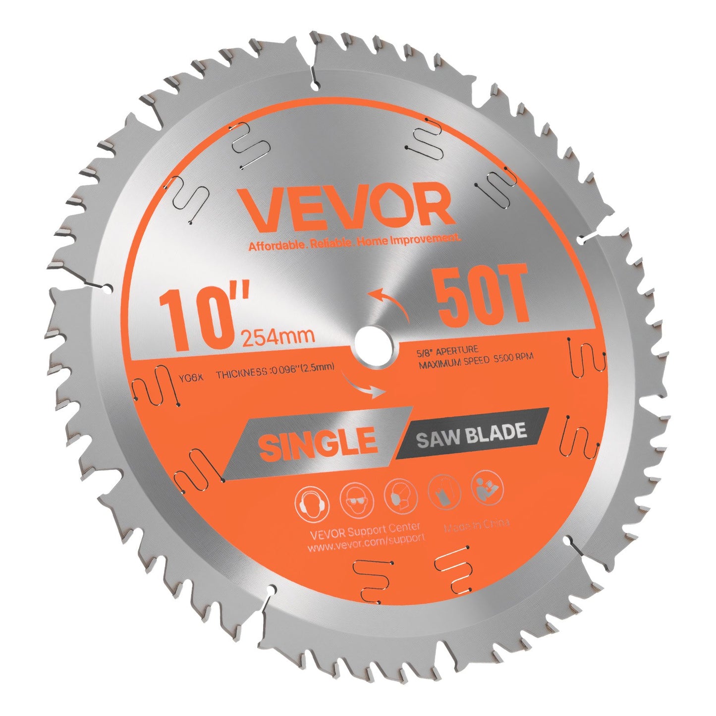 Circular Saw Blade, 10 inch Diameter, 50 Sharp Alloy Teeth, 5/8 inch Arbor, Fine Finish, Wood Cutting Blade for Circular Saw, with Noise-Reducing Heat Vents, for Cutting Plywood, OSB, Hardwood