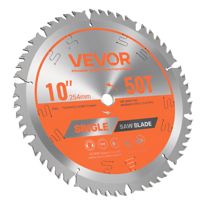 Circular Saw Blade, 10 inch Diameter, 50 Sharp Alloy Teeth, 5/8 inch Arbor, Fine Finish, Wood Cutting Blade for Circular Saw, with Noise-Reducing Heat Vents, for Cutting Plywood, OSB, Hardwood