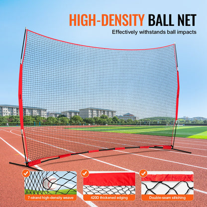 Barricade Backstop Net, 16x10 ft Ball Sports Barriärnät, Bärbar träningsutrustning med bärväska, Skyddsskärm för Baseball Softball Lacrosse Fotboll Hockeyträning, för bakgård