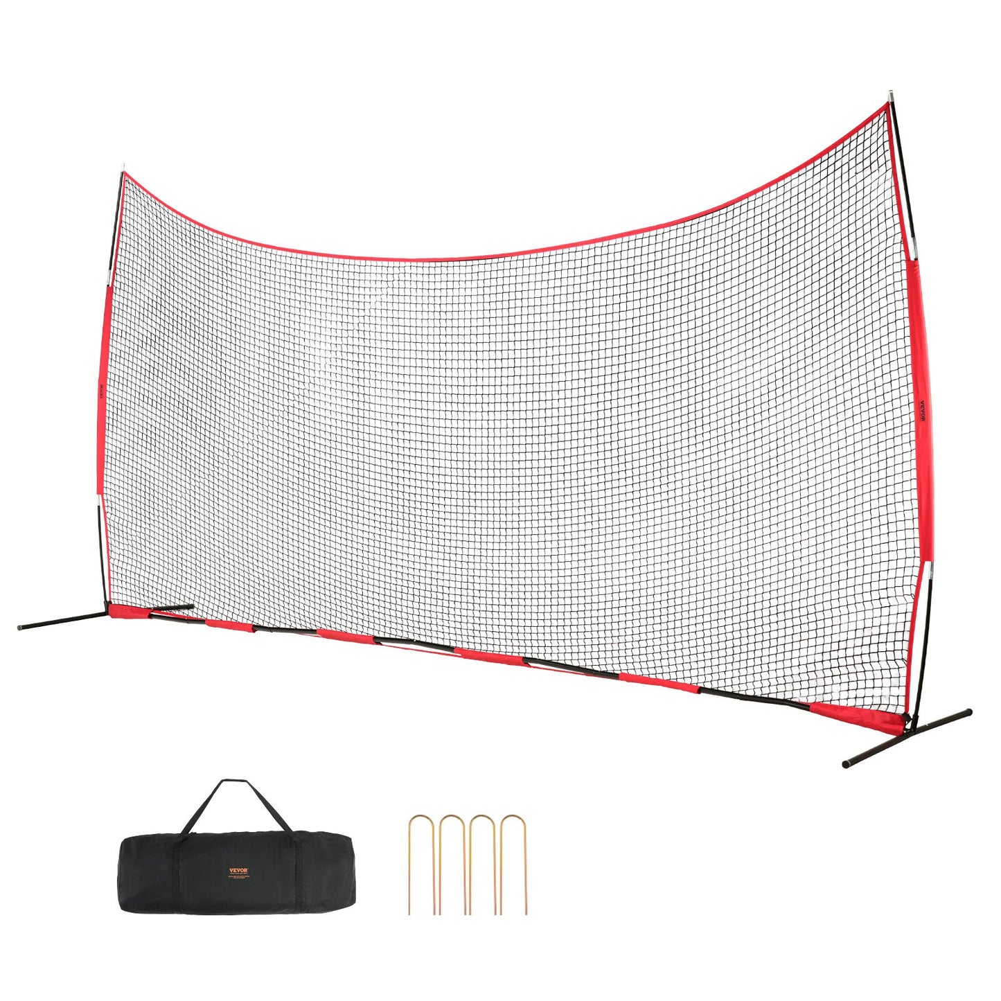 Barricade Backstop-nät, 20x10 fot bollsportbarriärnät, bärbar träningsutrustning med bärväska, skyddsskärm för baseball softball Lacrosse fotbollshockeyträning, för bakgård