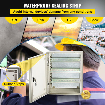 NEMA-Glasfasergehäuse, 12 x 10 x 6 Zoll NEMA 4X Glasfaser-Schaltkasten, IP66 wasser- und staubdicht, elektrischer Anschlusskasten für den Außen-/Innenbereich, mit Montageplatte (30 x 25 x 14 cm)