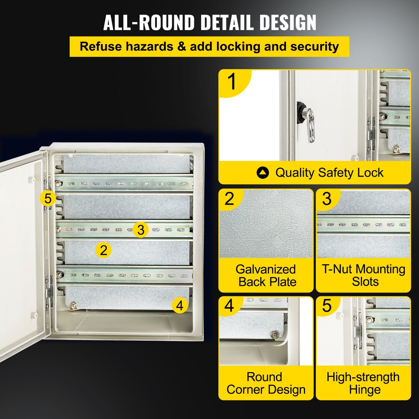 NEMA-Glasfasergehäuse, 12 x 10 x 6 Zoll NEMA 4X Glasfaser-Schaltkasten, IP66 wasser- und staubdicht, elektrischer Anschlusskasten für den Außen-/Innenbereich, mit Montageplatte (30 x 25 x 14 cm)