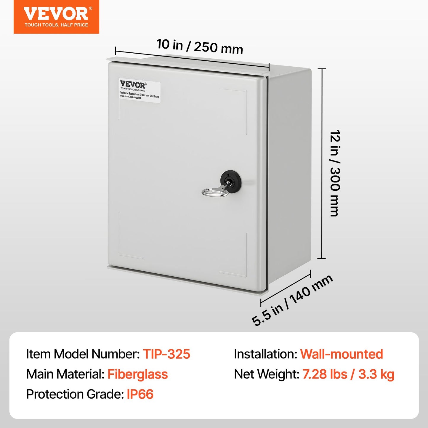 NEMA Electric Box, 12x10x6'' NEMA 4X Fiberglass Electric Enclosure, IP66 Water & Dust Resistant, Suitable for Both Outdoor & Indoor Use, Includes Mounting Plate (30x25x14 cm)