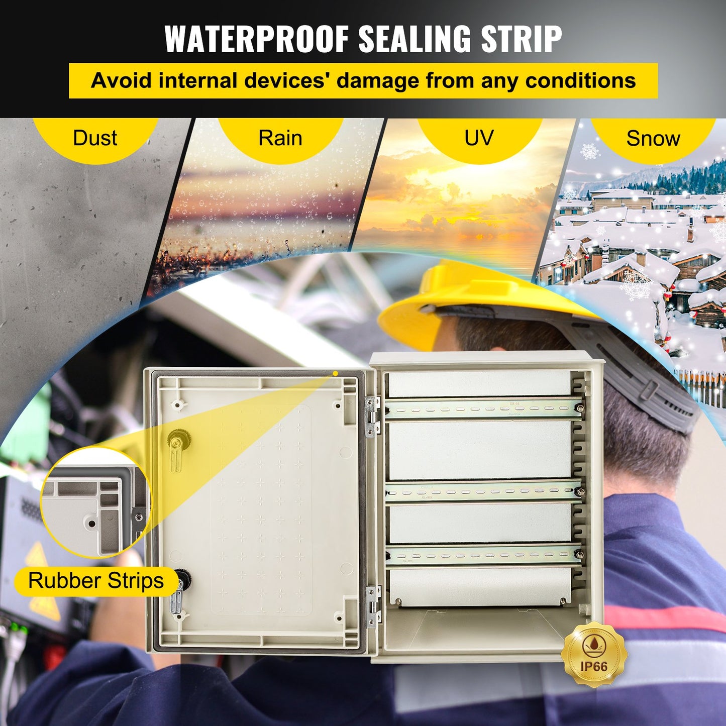 NEMA-Glasfasergehäuse, 16 x 12 x 8 Zoll NEMA 4X Glasfaser-Schaltkasten, IP66 wasser- und staubdicht, elektrischer Anschlusskasten für den Außen-/Innenbereich, mit Montageplatte (40 x 30 x 20 cm)