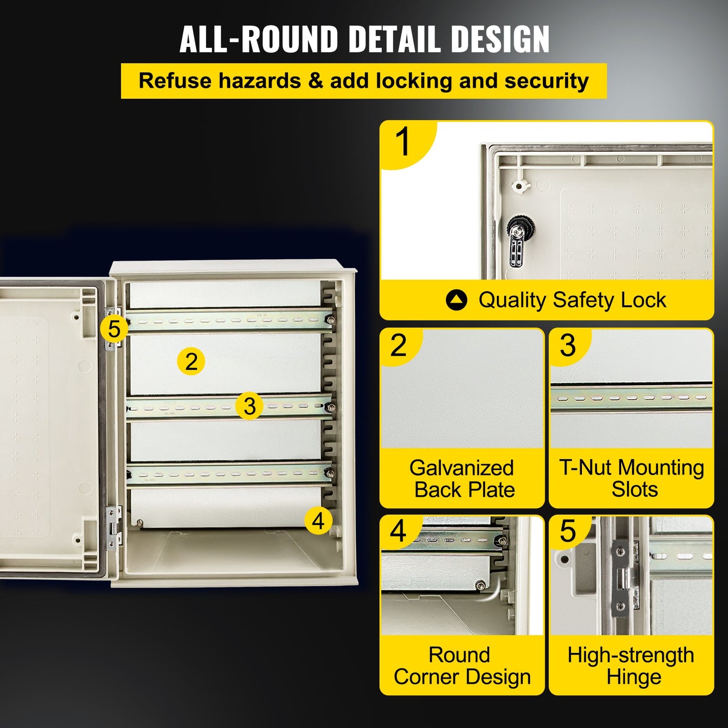 NEMA Steel Enclosure, 16 x 12 x 8\'\' NEMA 4X Fiberglass Electrical Box, IP66 Waterproof & Dustproof, Outdoor/Indoor Electrical Junction Box, with Mounting Plate(40 x 30 x 20 cm)