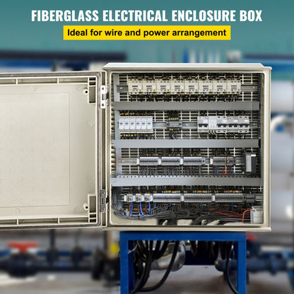 NEMA glasfiberkapsling, 16 x 16 x 8 i NEMA 4X eldosa i glasfiber, IP66 vattentät och dammtät, elektrisk kopplingsdosa utomhus/inomhus, med monteringsplatta (40 x 40 x 20 cm)