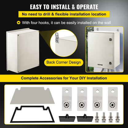 NEMA stålkapsling, 24 x 20 x 9\' NEMA 4X Eldosa i glasfiber, IP66 vattentät och dammtät, kopplingsdosa utomhus/inomhus, med monteringsplatta (60 x 50 x 23 cm)