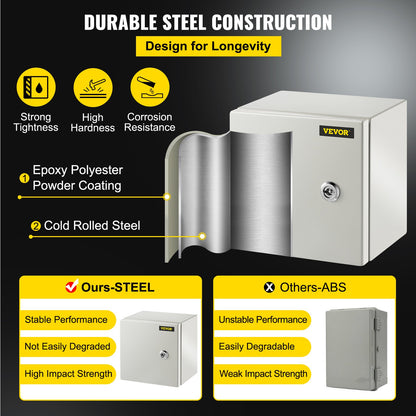 NEMA Metal Case, 8x8x6'' NEMA 4X Metal Electric Enclosure, IP66 Water & Dust Resistant, Suitable for Both Outdoor & Indoor Electrical Connections