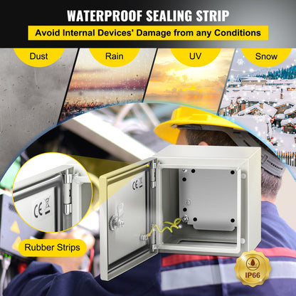 NEMA Metal Case, 8x8x6'' NEMA 4X Metal Electric Enclosure, IP66 Water & Dust Resistant, Suitable for Both Outdoor & Indoor Electrical Connections
