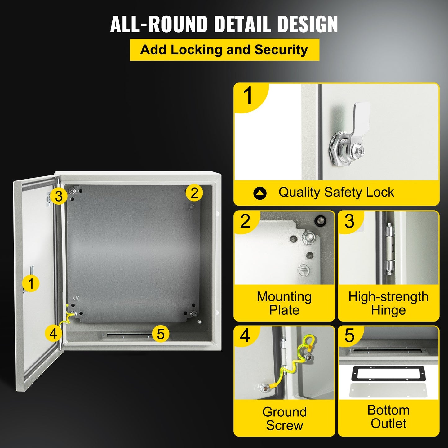 NEMA Metal Case, 8x8x6'' NEMA 4X Metal Electric Enclosure, IP66 Water & Dust Resistant, Suitable for Both Outdoor & Indoor Electrical Connections