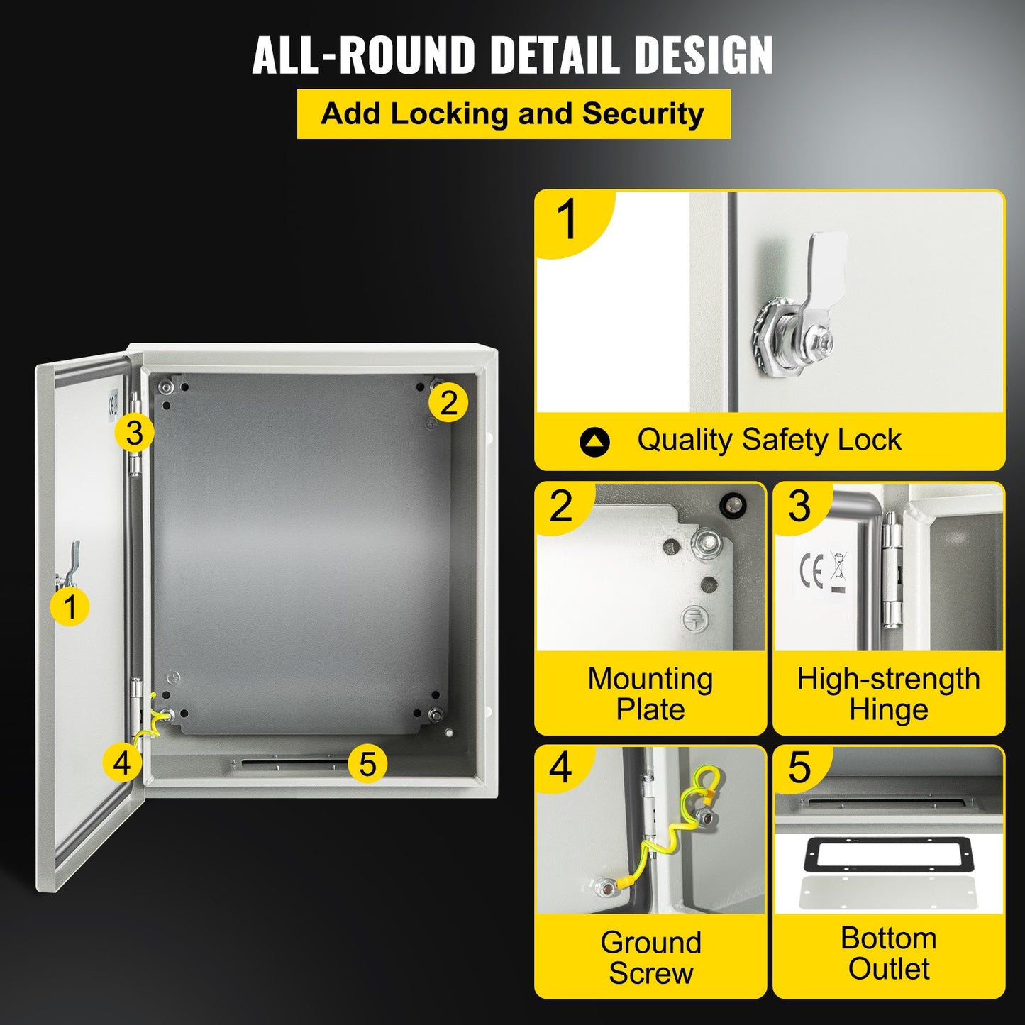 NEMA Metal Case, 10 x 8 x 6'' NEMA 4X Metal Electric Enclosure, IP66 Water & Dust Resistant, Suitable for Both Outdoor & Indoor Use, Includes Mounting Plate