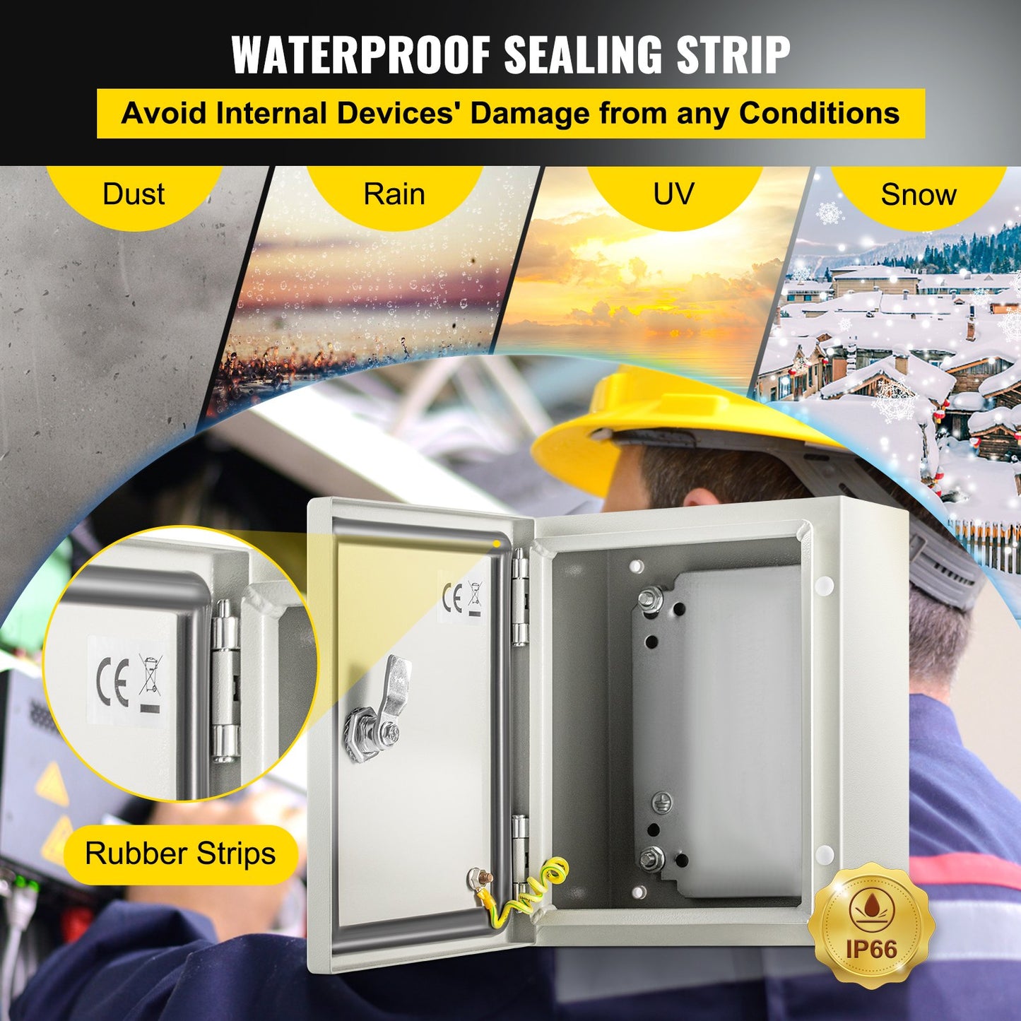 NEMA-Stahlgehäuse, 10 x 8 x 6 Zoll NEMA 4X Stahl-Schaltkasten, IP66 wasser- und staubdicht, elektrischer Anschlusskasten für den Außen- und Innenbereich, mit Montageplatte