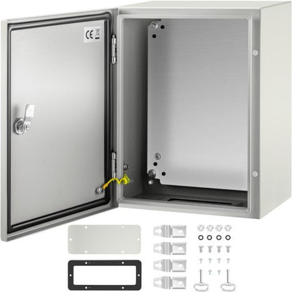 NEMA Steel Case, Dimensions 16x12x8 inches, NEMA 4X Steel Electric Enclosure, IP66 Rated for Water and Dust Resistance, Suitable for Both Outdoor and Indoor Use, Includes Mounting Plate