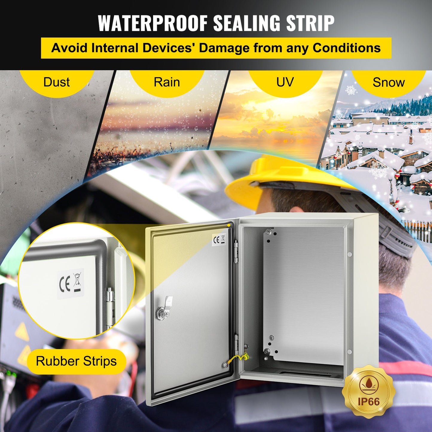 NEMA Steel Case, Dimensions 16x12x8 inches, NEMA 4X Steel Electric Enclosure, IP66 Rated for Water and Dust Resistance, Suitable for Both Outdoor and Indoor Use, Includes Mounting Plate