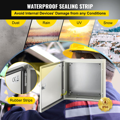 NEMA stålkapsling, 16 x 16 x 6\'\' NEMA 4X Eldosa i stål, IP66 vattentät och dammtät, kopplingsdosa utomhus/inomhus, med monteringsplatta