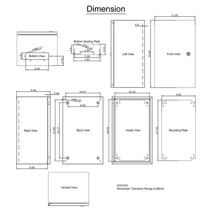 NEMA-Stahlgehäuse, 20 x 12 x 10 Zoll, NEMA 4X Stahl-Schaltkasten, IP66 wasser- und staubdicht, elektrischer Anschlusskasten für den Außen-/Innenbereich, mit Montageplatte