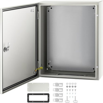 NEMA Steel Case, 20x16x6'' NEMA 4X Metal Electric Enclosure, IP66 Water & Dust Resistant, Suitable for Both Outdoor/Indoor Use, Includes Mounting Plate