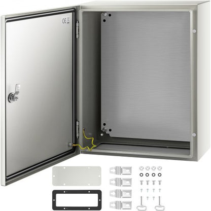 NEMA Steel Case, 20x16x8'' NEMA 4X Metal Electric Enclosure, IP66 Water & Dust Resistant, Suitable for Both Outdoor & Indoor Use, Includes Mounting Plate