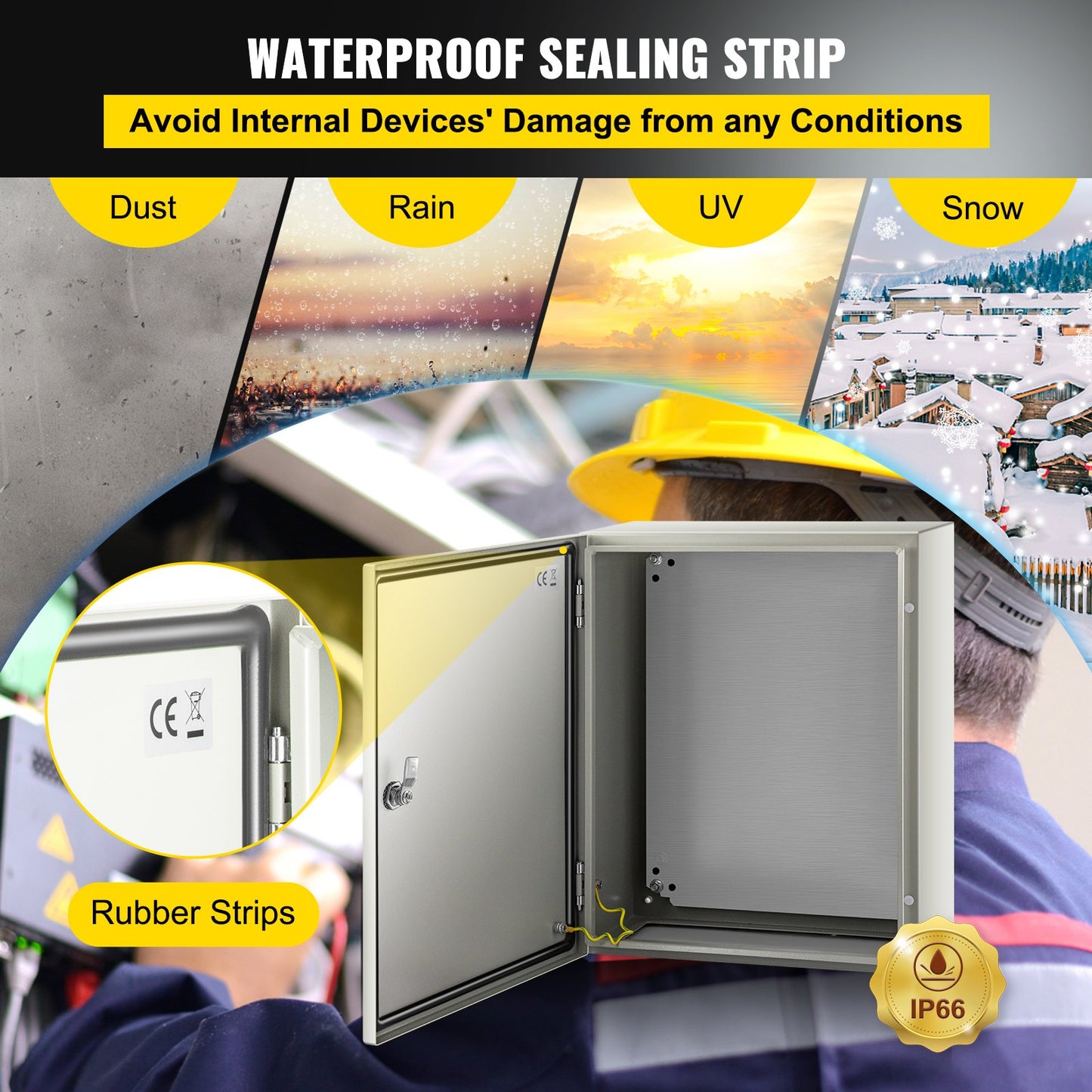 NEMA Steel Case, 20x16x8'' NEMA 4X Metal Electric Enclosure, IP66 Water & Dust Resistant, Suitable for Both Outdoor & Indoor Use, Includes Mounting Plate