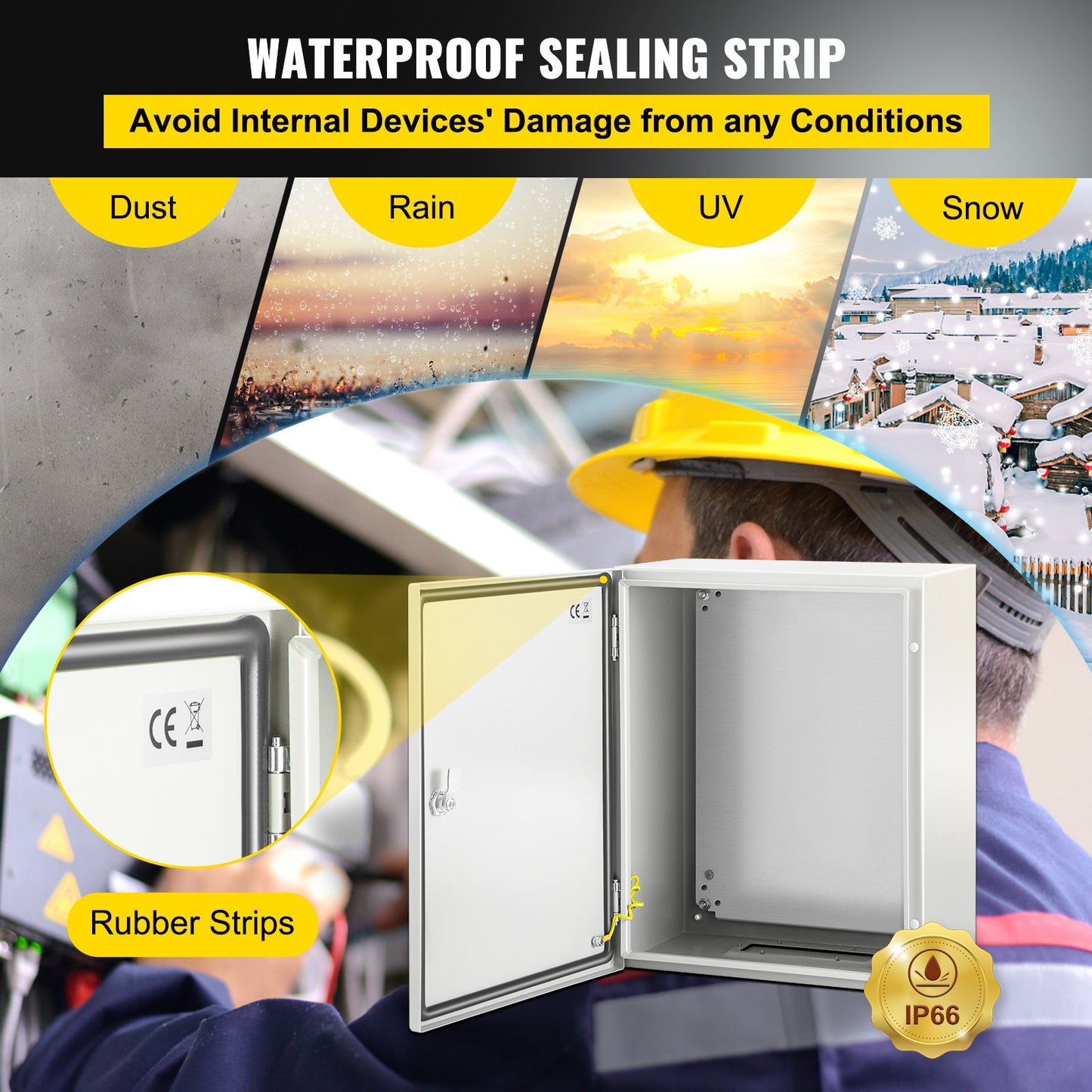 NEMA-Stahlgehäuse, 20 x 16 x 10' NEMA 4X Stahl-Schaltkasten, IP66 wasser- und staubdicht, Außen-/Innen-Anschlusskasten, mit Montageplatte