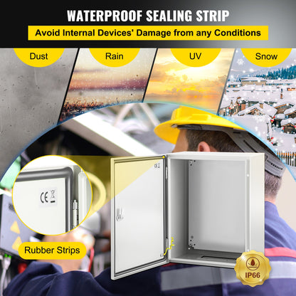 NEMA-Stahlgehäuse, 20 x 16 x 10' NEMA 4X Stahl-Schaltkasten, IP66 wasser- und staubdicht, Außen-/Innen-Anschlusskasten, mit Montageplatte