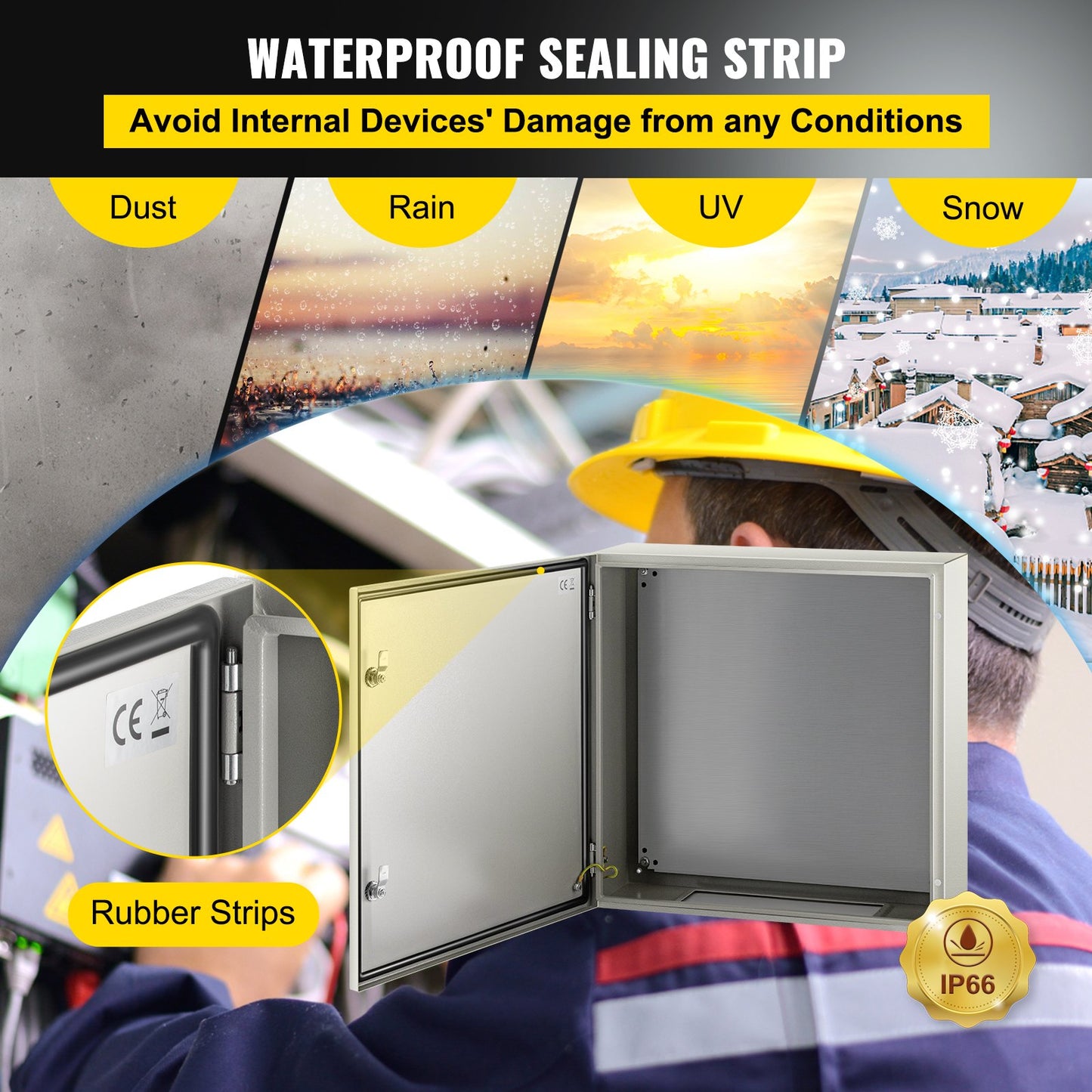 NEMA Steel Case, 24x24x8'' NEMA 4X Metal Electric Enclosure, IP66 Water & Dust Resistant, Suitable for Both Outdoor & Indoor Use, Includes Mounting Plate