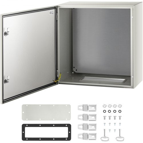 NEMA Metal Case, 24x24x12'' NEMA 4X Metal Electric Enclosure, IP66 Water & Dust Resistant, Suitable for Both Outdoor & Indoor Use, Includes Mounting Plate