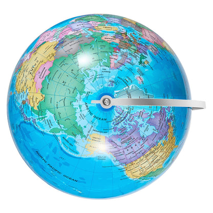 Rotating World Globe with Stand, 8 inch/203.2 mm, Educational Geographic Globe with Accurate Time Zone ABS Material, 360° Spinning Globe for Kids Children Learning Classroom Geography Education (Map Language: English)