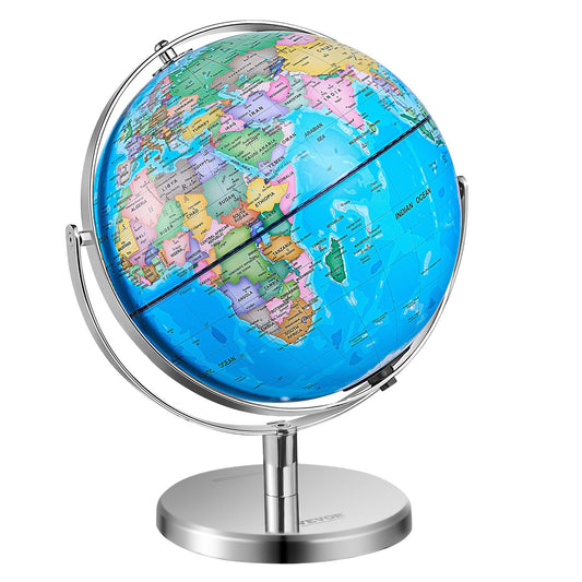 Illuminated World Globe with Stand 13in/330.2mm Educational 720° Spinning (Map Language: English)