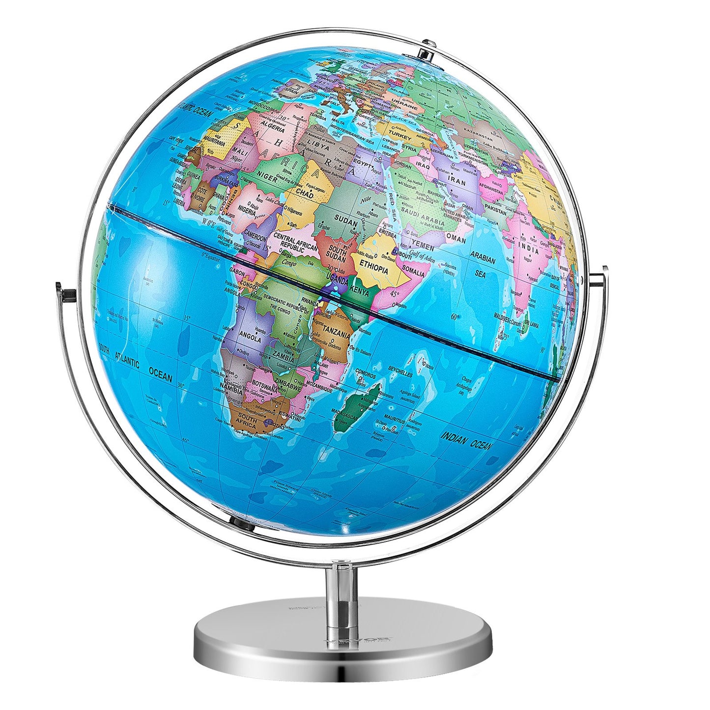 Illuminated World Globe with Stand 13in/330.2mm Educational 720° Spinning (Map Language: English)