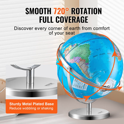 Illuminated World Globe with Stand Educational 13in/330.2mm Constellation (Map Language: English)