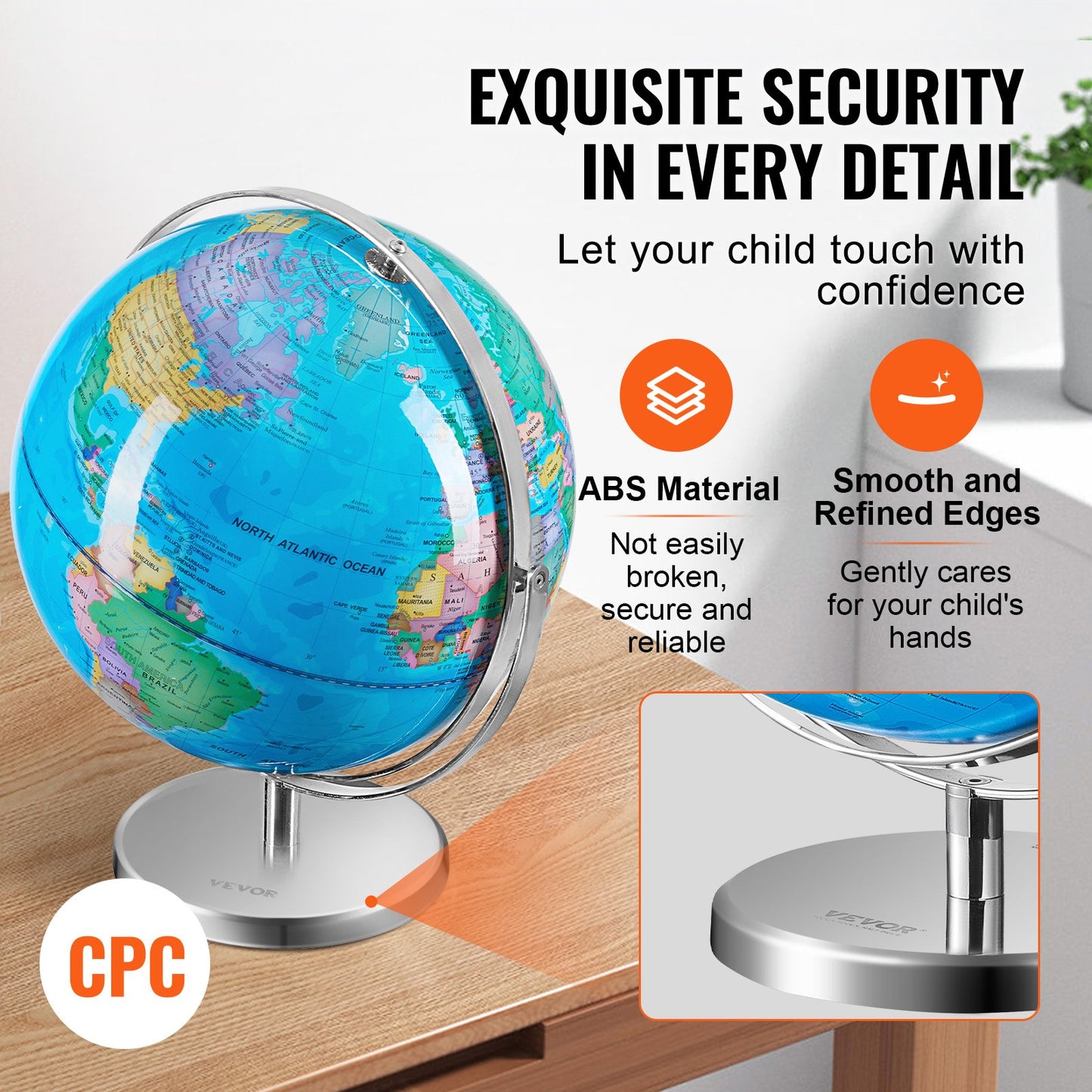 Illuminated World Globe with Stand Educational 13in/330.2mm Constellation (Map Language: English)