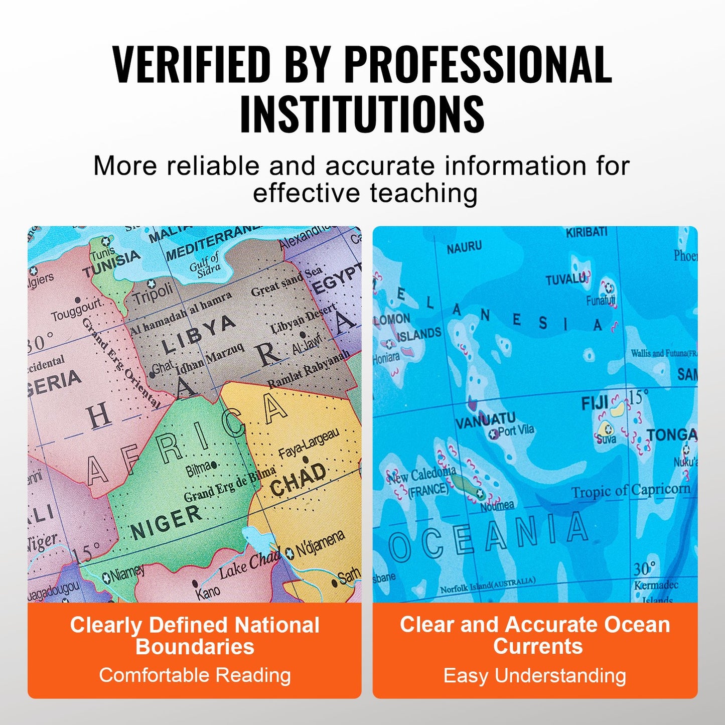 Illuminated World Globe with Stand Educational 13in/330.2mm Constellation (Map Language: English)