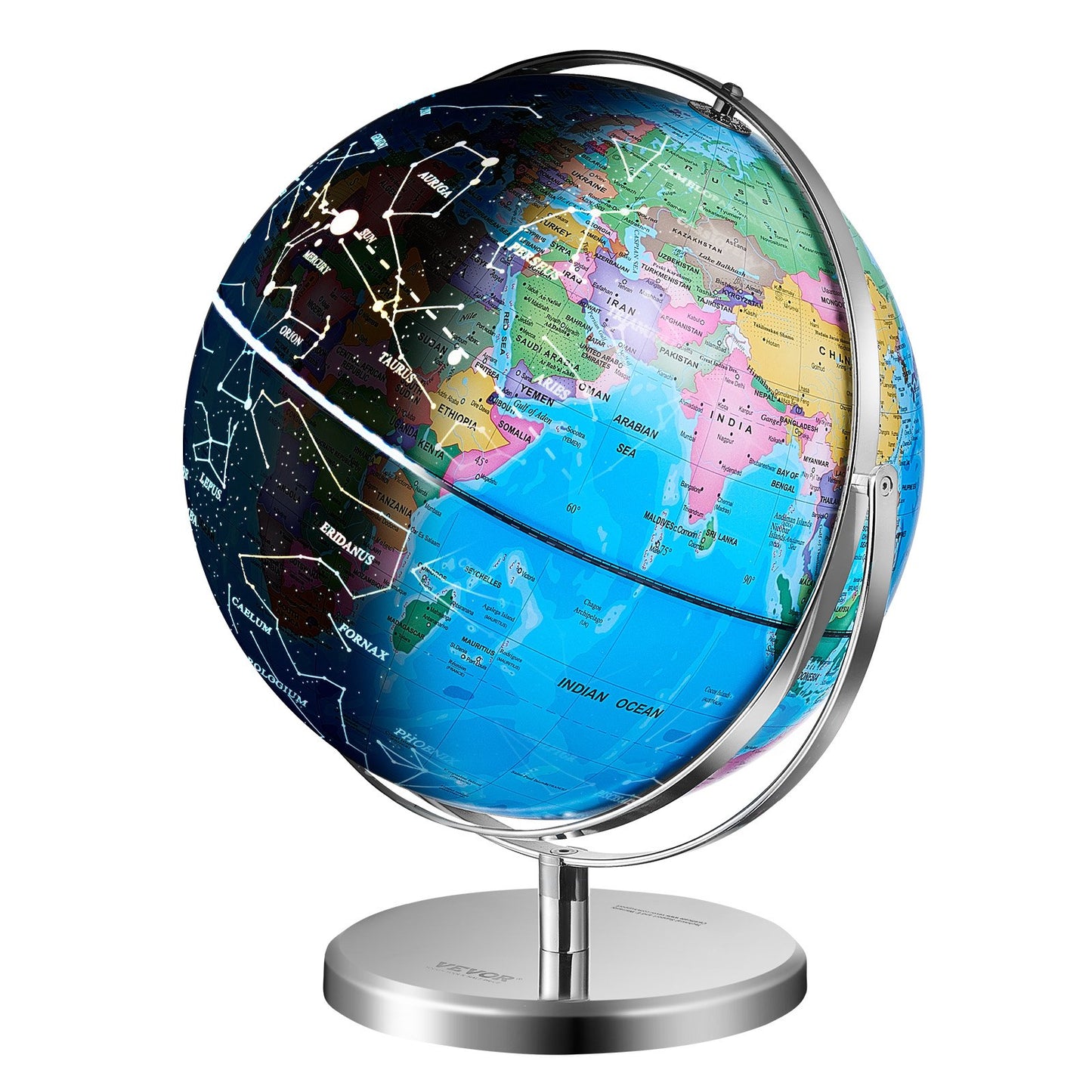 Illuminated World Globe with Stand Educational 9 inch/228.6 mm Constellation (Map Language: English)