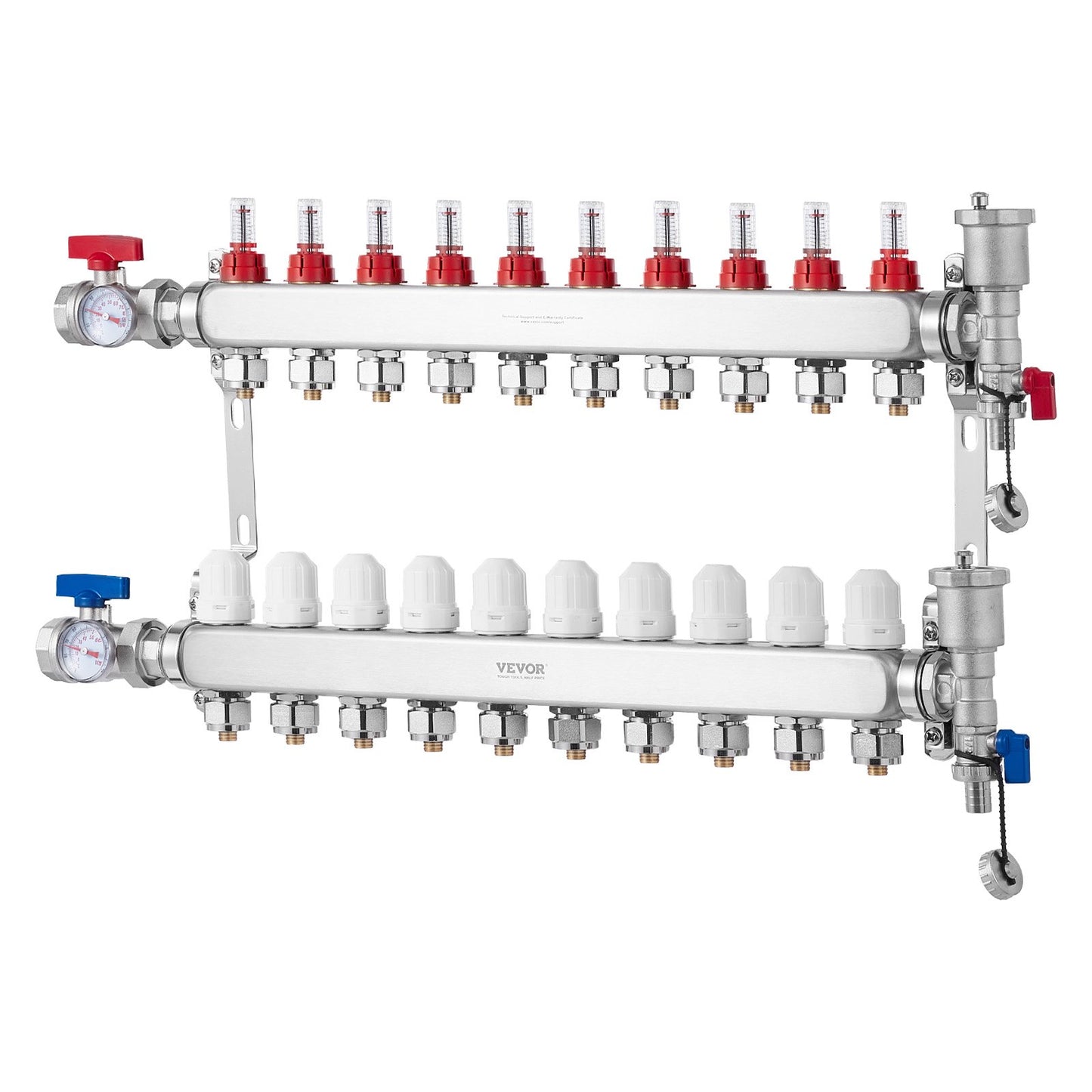 10-branch radiant heating manifold 1/2" PEX pipe floor heating manifold